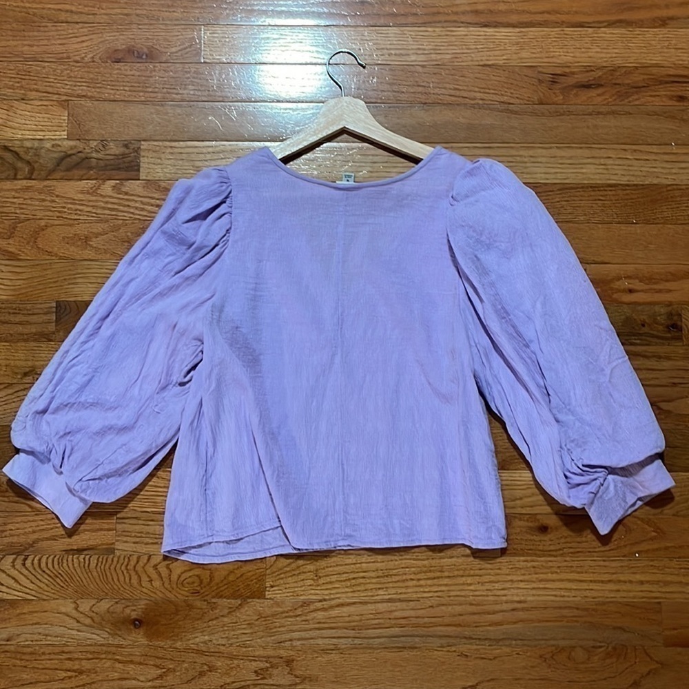 A New Day Women's 3/4 Sleeve Voile V-Neck Top Purple - Picture 7 of 8